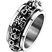 Men's Fashion Titanium Steel Multiple Skull Head Spinner Ring Vintage Gothic Punk Biker Band,Silver Black 11