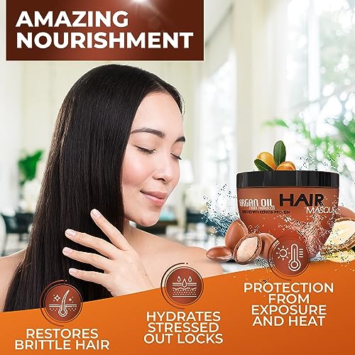 Moroccan Argan Oil Hair Mask Sulfate Free, Anti Frizz Hydrating Care for Women and Men Deep
