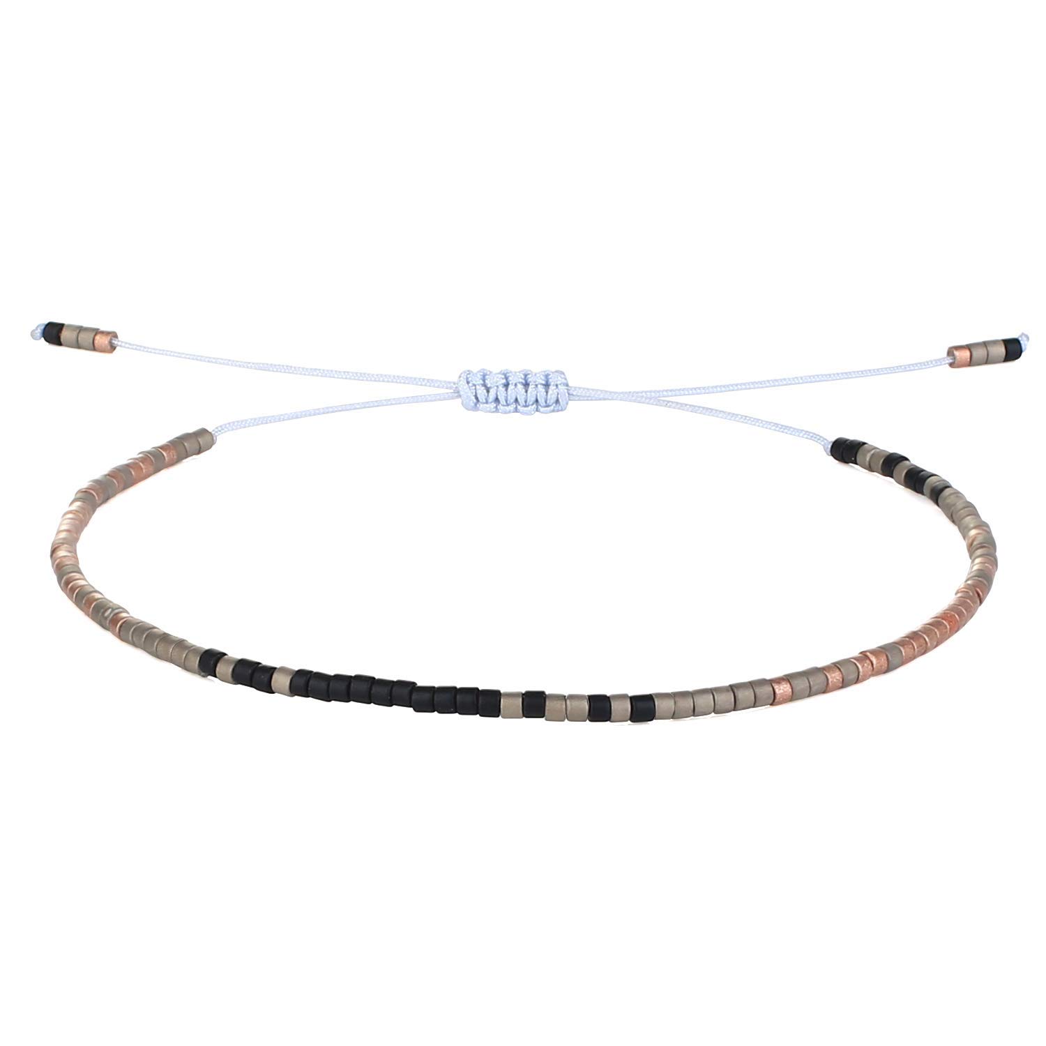 KELITCH Women Crystal Friendship Bracelets Handmade New Miyuki Beads Charm Bracelets Bangles (Rose J)