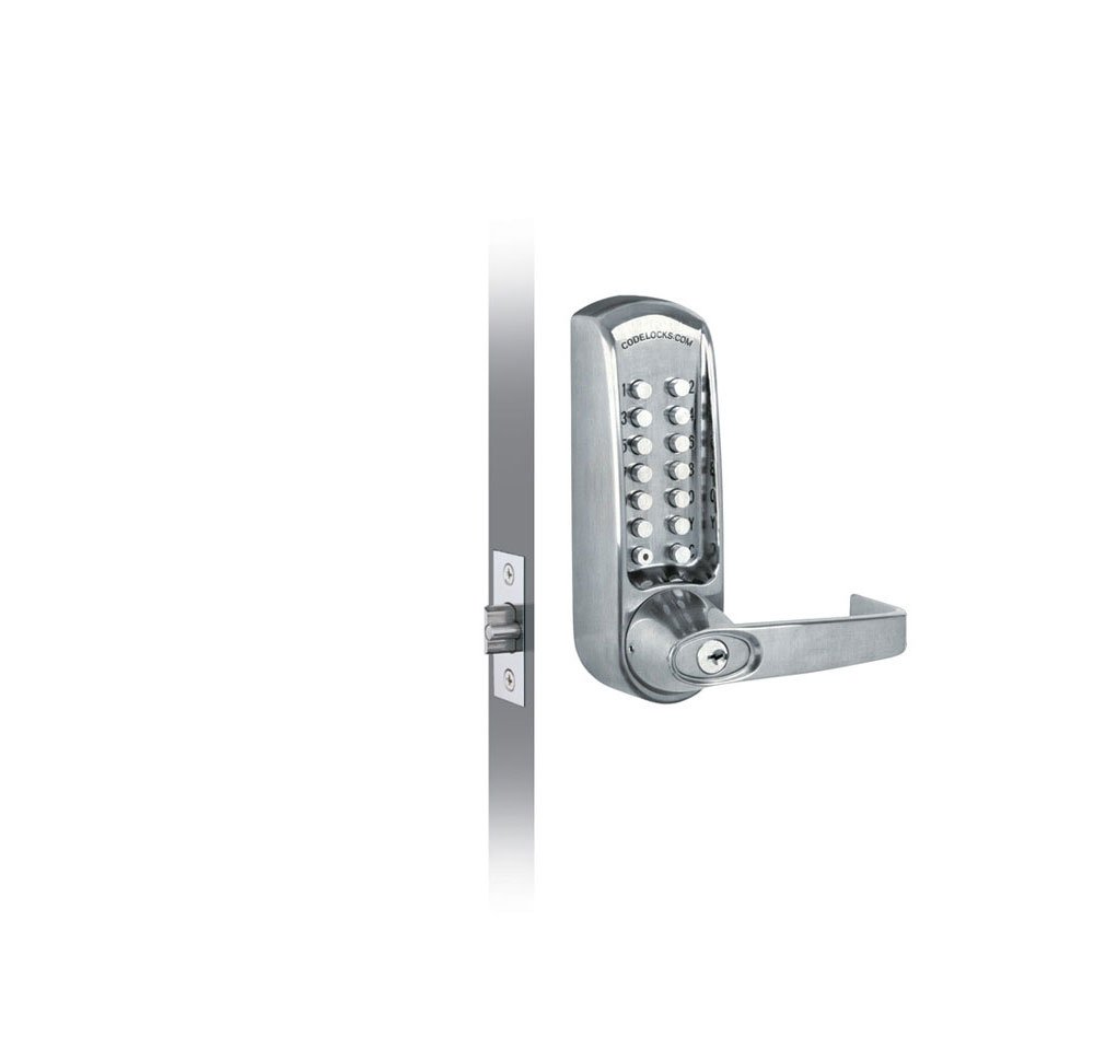 Codelocks 615 CL615 Tubular Mortice Latch Mechanical Lock, PVD Brushed Steel