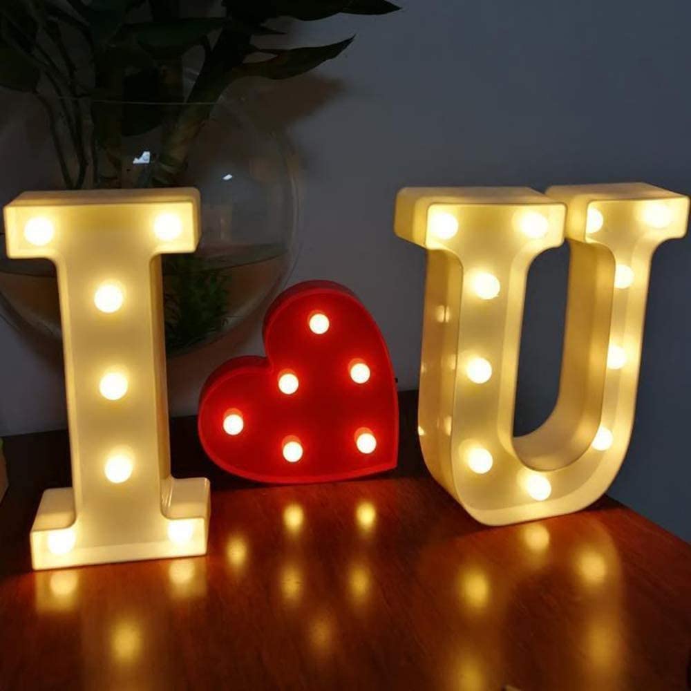 Photo 1 of Gyunjux LED Decorative Signage, Silver 8.7in IOU Sign - Plastic Light Sign with Warm White Neon Light, Wall Mount, for Romantic Occasions, Valentine's Day, Engagements, Weddings