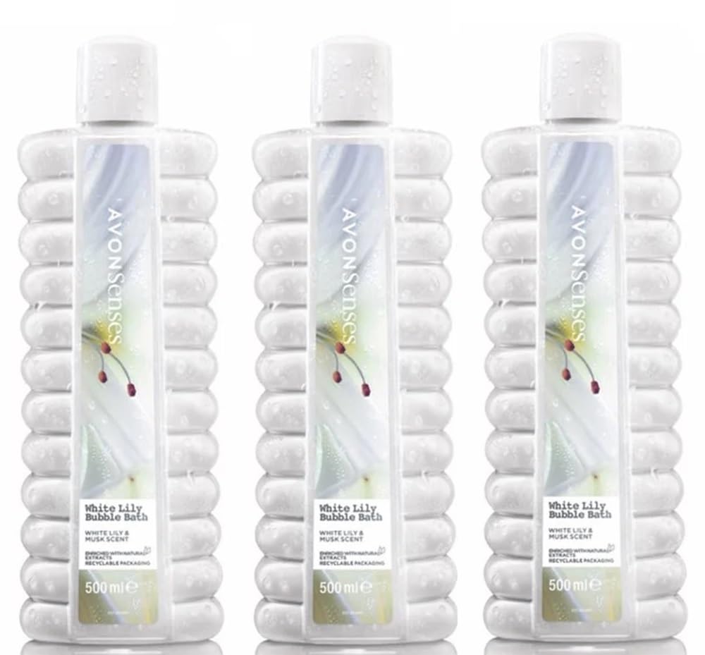 3 x Avon Bubble Bath 500ml White Lily
