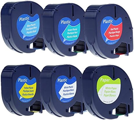 Combo set 91330 91331 91332 91333 91334 91335 LetraTag Compatible with DYMO LetraTag Plus LT100H LT100T QX50 Label Maker, 6-Pack