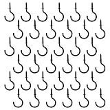 Metal Cup Hook, Pack of 36, Black, Premium Steel Screw Hooks, Command Outdoor Light Clips, Christmas Light Hooks