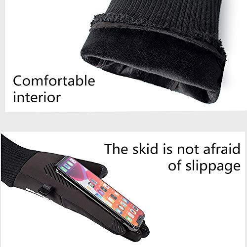 Guantes de Pantalla Táctil Guantes Cálidos A Prueba de Viento Guante Escalada Antideslizante Impermeable de Terciopelo para Hombre y Mujer (L)