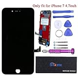 RSTH LCD Screen Display Touch Digitizer with 3D Touch - for iPhone 7 4.7 inch Black Display Replacement, Repair Tools Kit Included