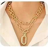 Mexegy Layered Chunky Necklaces for Women,Personalized Punk Paper Clip Collarbone Choker,Exaggerated Statement Pendant Necklace,Fashion Jewelry Accessories Gift