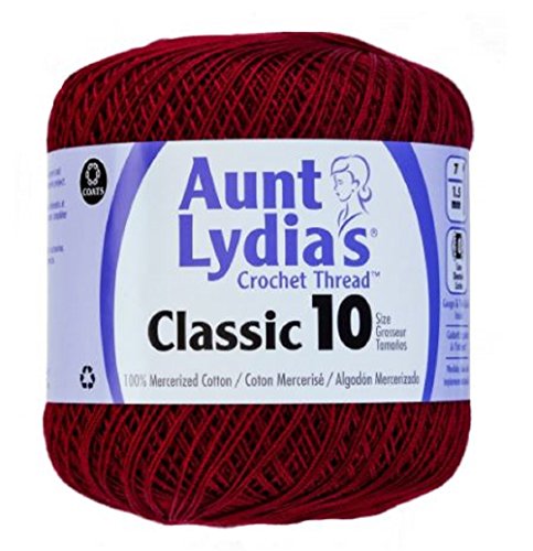 Coats Crochet Aunt Lydia's Crochet Thread, Cotton Classic SIze 10, Burgundy (2-Pack)