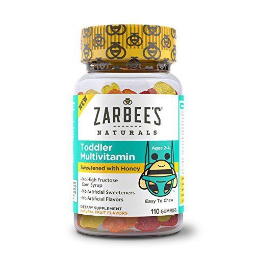 Zarbee s Naturals Toddler Multivitamin Gummies, Ages 2-4, Natural Fruit Flavors, 110 Count