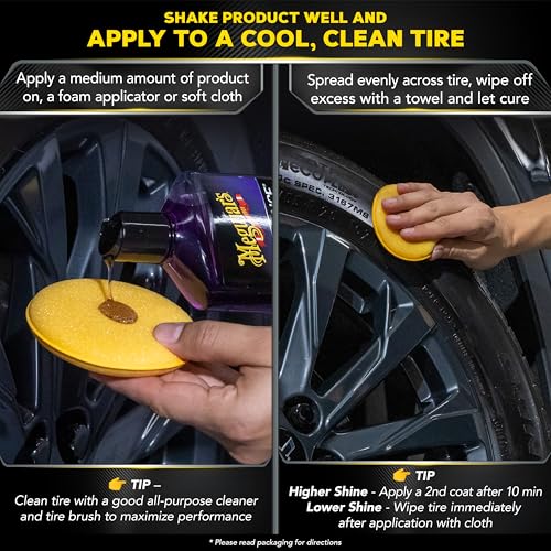 Meguiar's Endurance Long-Lasting High Gloss Black Premium Tyre Gel, 473 ml | Delivers a Rich High Gloss Shine with UV Protection and a No-Mess Gel Formula - G7516EU