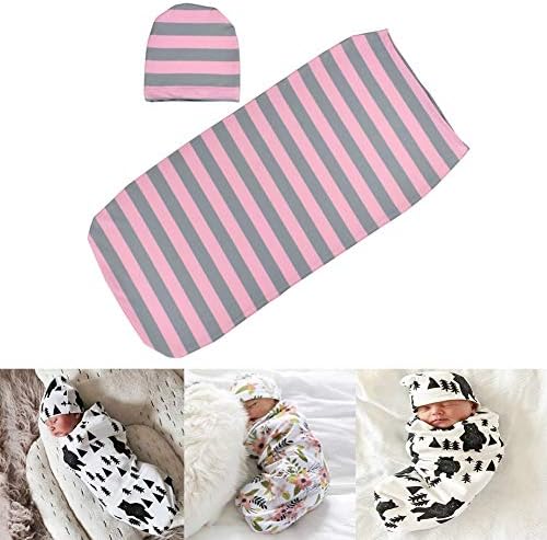 Newborn Cocoon Sack Baby Boy Girl Cocoon Swaddle with Beanie (5#)