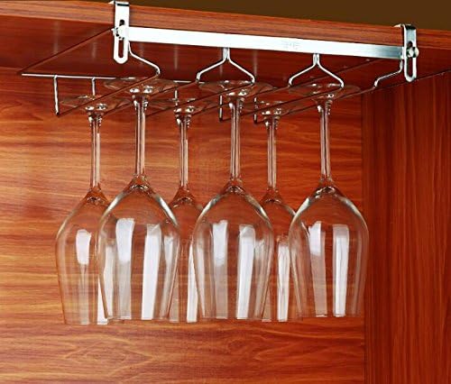 Pp Dd ワイングラスホルダー 304ステンレス製 穴あけ不要 調整可能 グラスハンガー 吊り下げ ワインラック収納 差し込む ネジ止め不要 シンプル 奥行24 水切り お洒落 キッチン雑貨 評判 2連 4 まで棚板