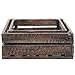 MyGift Set of 2 Country Rustic Finish Wood Storage Crate/Decorative Tray Carrier Boxes w/Handles