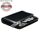 Itslife Women's Rfid Blocking Small Compact Bifold Leather Pocket Wallet Ladies Mini Purse with id Window (Black)