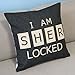 Leaveland Sherlock I'm Sher Locked Throw Pillow Case Decor Cushion Covers Square 1818 Inch Beige Cotton Blend Linen