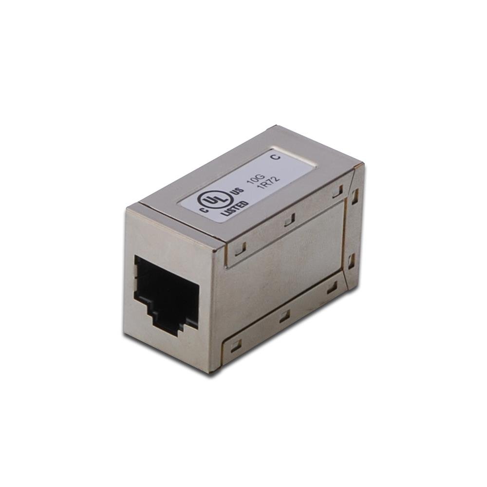 DIGITUS DN-93905 - RJ45 Coupler Cat 6A - 1 piece - Lan Cable Extension - Cat6A Network Cable Connector - PoE+ Compatible - Modular Coupler - For Switch, DSL, Modem, Router, PC - Silver