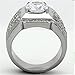Marimor Jewelry 2.94 Carat Round Cut Cubic Zirconia, Silver Stainless Steel Unisex Ring Size 10