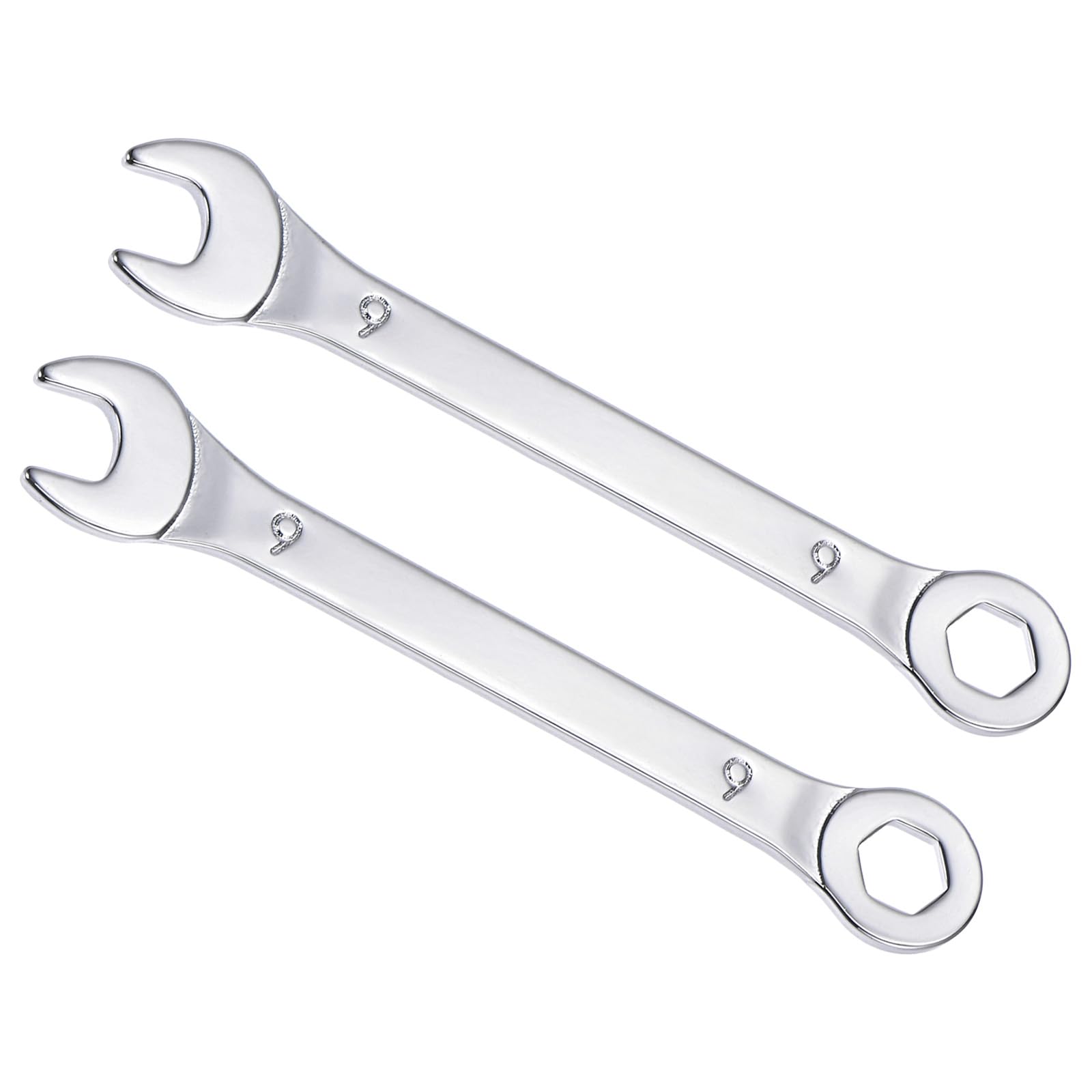 CoCud Combination Wrench, 9mm Metric Box Open End 6-Point Design 15-Degree Offset, Double Ended Box and Open End - (Applications: for Home Repair), 2-Pieces