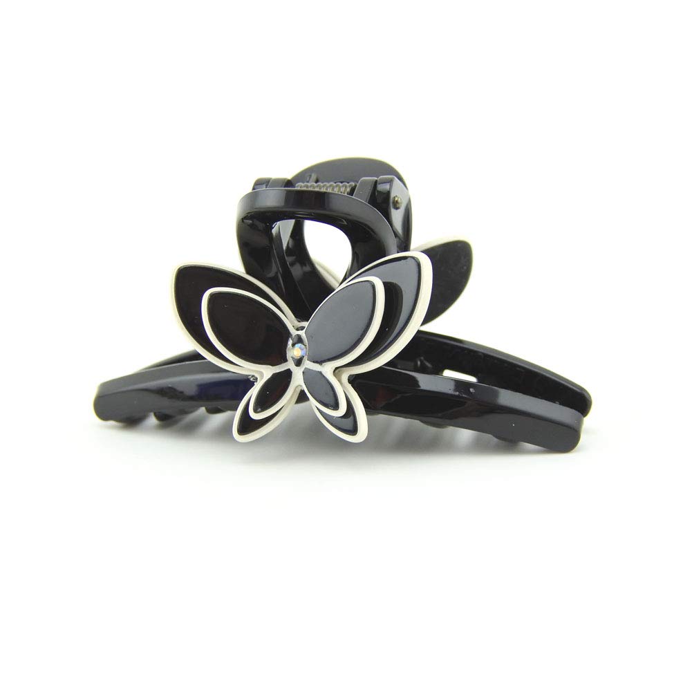 Meilliwish Noble Little Butterfly Women Girls Ponytail Holder Hair Claw Clip 1 PCS(D95)(Black)