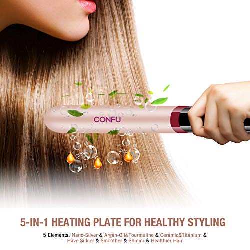 Hair Straightener and Curler Pro Ceramic Tourmaline Ionic Flat Irons Fast Heat Up Hair Styling Adjustable Temp LED Display Auto Shut Off Worldwide Dual Voltage Incl Glove Ideal for Travel - Thumbnail 2