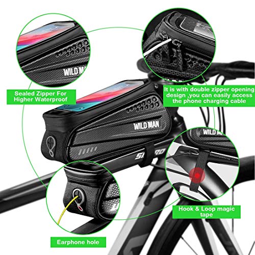 image for ANSOPO-US Bicycle Top Tube Frame Bag Rain Resistant Bike Frame Bag and