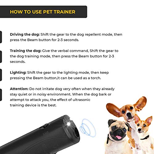 STÙNICK LED Anti Barking Device Ultrasonic Dog Repeller & Trainer Device 3 in 1 Anti Barking Stop Bark Electronic Handheld Dog Training Device Indoor & Outdoor - Thumbnail 5