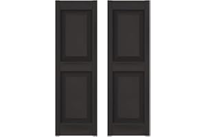 Builders Edge 14.75 in. W x 59 in. H Builders Edge, Standard Two Equal Panels, Raised Panel Shutters, Includes Matching Installation Spikes (Per Pair), 010 - Musket Brown