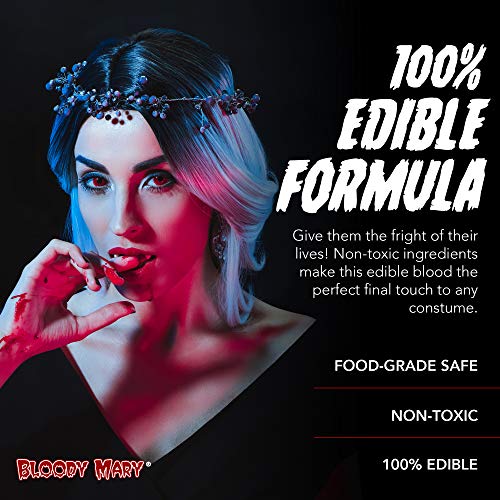 Bloody Mary Professional Fake Stage Blood Makeup - 0.25 Oz. Realistic Costume Movie FX for Face and Body - Scary Cosmetics for Halloween, Cosplay Zombie, Vampire, Werewolf - Great for Kids and Adults