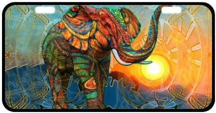 6.1" X 11.8" Stylish Abstract Colorful Elephant Art Printing Metal Car Plate,License Plate,Car Tag