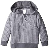 Zutano Baby Girls' Waffle Cozie Fleece Wrap Hoodie, Charcoal, 24 Months
