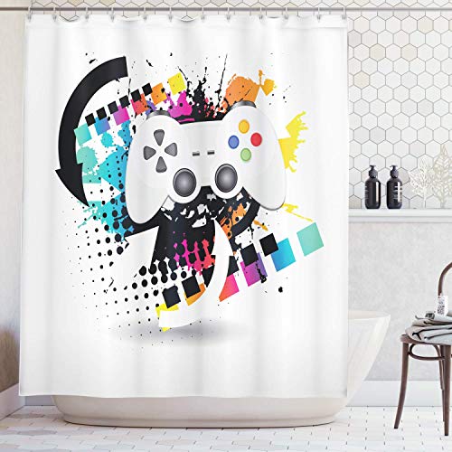 Gamer Shower Curtain By Modern Console Game Comtroller With