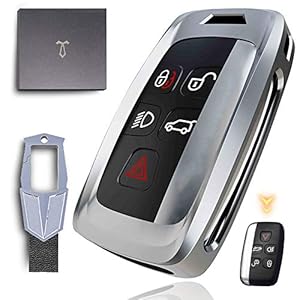 Cover Key Shell voor Range Rover, 5 Knoppen Afstandsbediening Zinklegering Autosleutel Cover met Sleutelhanger voor Land…