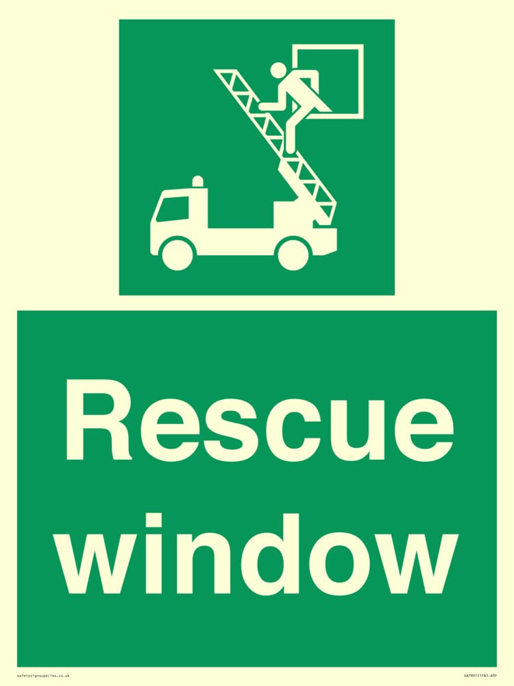 Rescue window Sign - 300x400mm - A3P