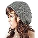 EUBUY Lady Winter Warm Baggy Beret Chunky Knitted Braided Beanie Hat Light Grey