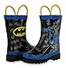 DC Comics Kids Boys' Batman Character Printed Waterproof Easy-On Rubber Rain Boots (Toddler/Little Kids)
