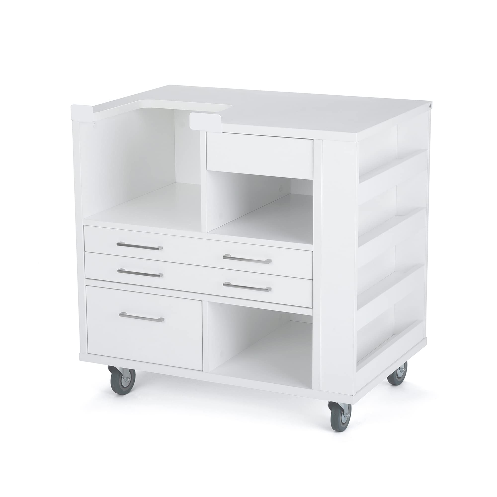 Arrow 9301B Ava Embroidery Multi-Needle Sewing Cabinet for Brother and Baby Lock, Portable with Wheels, White Finish