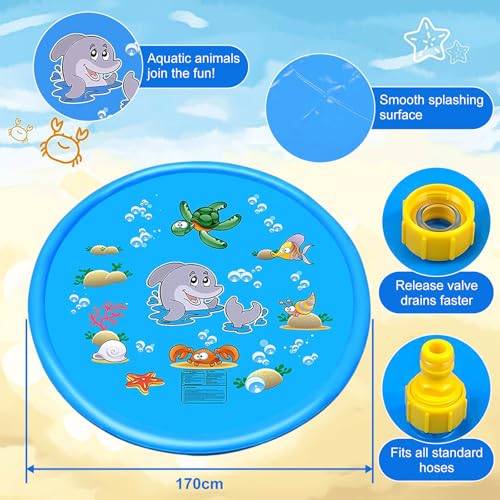 Kezidhp Water Sprayer Mat for Children and Dogs, 170 cm, Inflatable Summer Garden Pool – Refreshing Toy for Outdoors, Ideal 2-3 Years