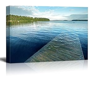 Canvas Prints Wall Art - Beautiful Scenery Old Wooden Pier Goes Under Deep Water on The Lake | Modern Home Deoration/Wall Art Giclee Printing Wrapped Canvas Art Ready to Hang - 12" x 18"