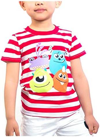 Wengift Monsters University Unisex Boys and Girls Stripe Summer T-Shirt for 2-7Y