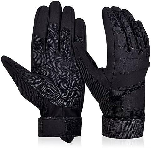 Adiew Full Finger Military Tactical Airsoft Hunting Riding Cycling Glove Anti-Vibration Mountain Bike Slip-Proof Motorcycle Road Racing Bicycle Glove Shockproof Outdoor Sports Glove(Black,Small)