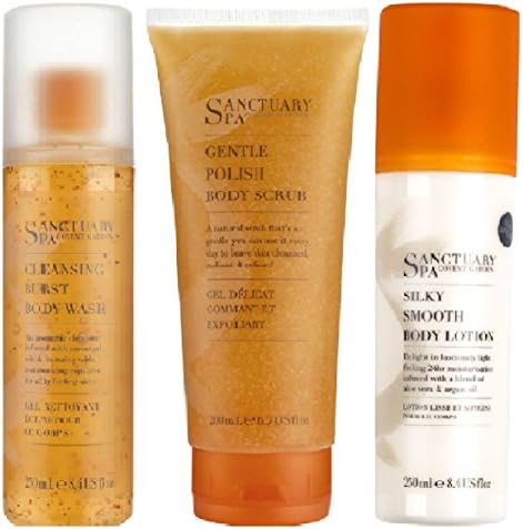 Sanctuary Spa Cleansing Burst Body Wash 250ml, Sanctuary Spa Body Scrub 200ml &amp; Sanctuary Spa Silky Smooth Body Lotion 250ml by Sanctuary Spa Covent Garden