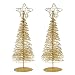 Juvale Pack of 2 Gold Christmas Trees - Mini Tree - Christmas Miniature Tabletop Decoration, 10.5 x 3 x 3 Inches