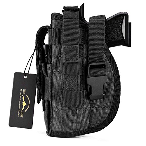 DYJ Left Hand Tactical Pistol/Gun Holster with Magazine Pouch/Pocket for S&W M&P Shield Glock 26 27 29 30 33 42 43(Black-Left Hand)