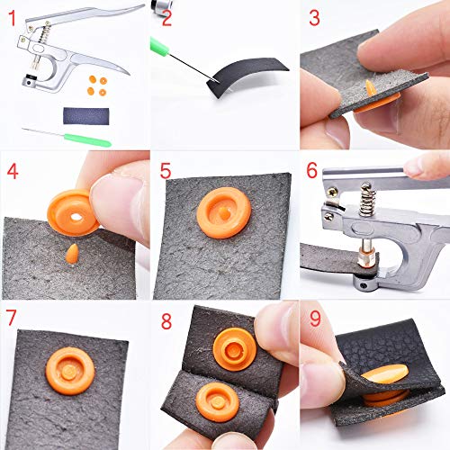 TommoT Plastic Snaps and Pliers Set,300 Sets T5 Plastic Buttons No-Sew Snap Fastener Setter for Sewing and Crafting