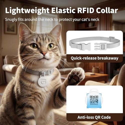 Automatic Cat Food Dispenser RFID, 5G WiFi Automatic Cat Food Dispenser, Personalized Meals with Collar and Cat Recognition, 1-10 Meals, Ceramic Bowl, 4.6L