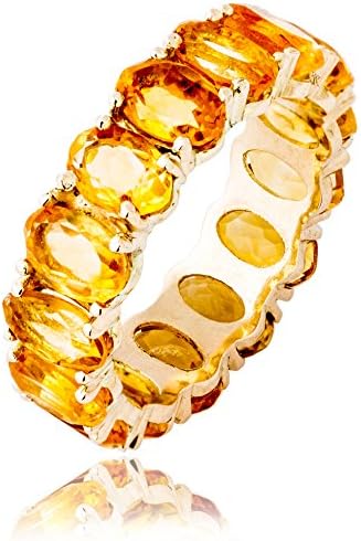 Solid Gold 14K Ring with 4 Carats of Fine Cut Citrine Gemstones