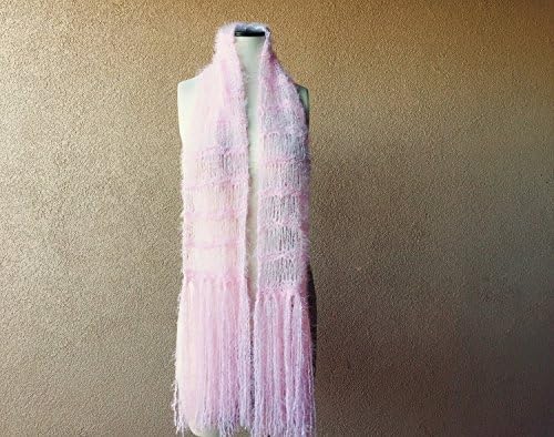 Light Pink Scarf Knit Spring Womens Clothing Accessories Long Soft Womens Scarf with Fringe