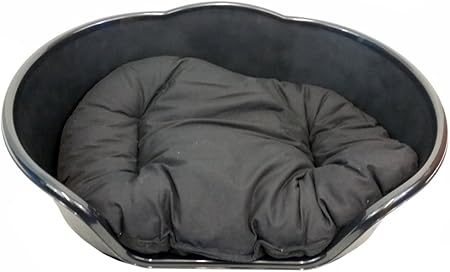 grey plastic dog bed