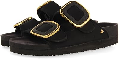 SANDALES NOIRES DE STYLE BIO BUDAORS POUR FEMME ORNÉES D'UN BIJOU