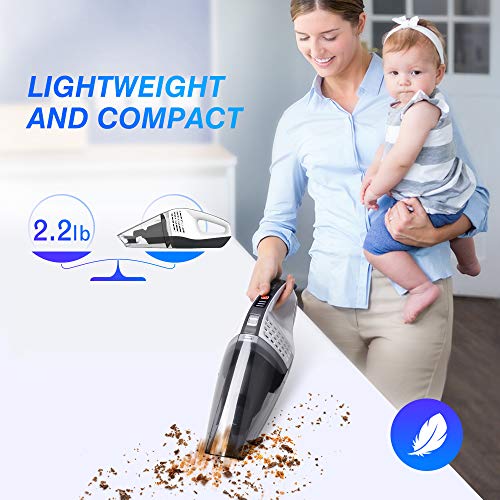 NOVETE Handheld Vacuum Cordless with Replaceable Battery, High Power